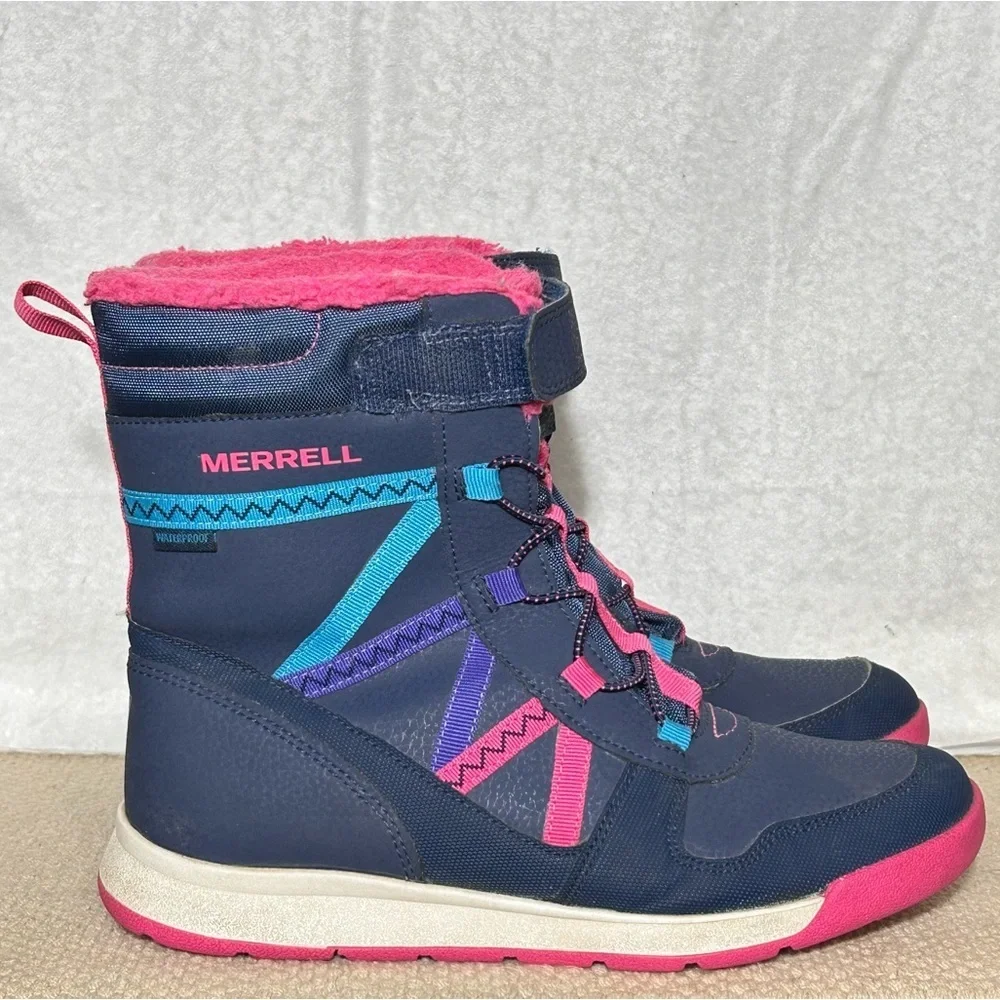 Merrell Big Kids Blue Snow Crush 2 Waterproof 200g Warm Snow Winter Boots SZ 5M